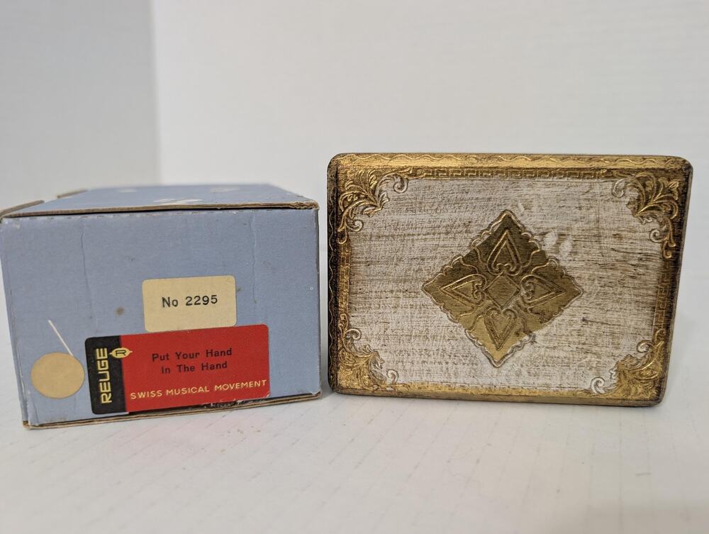 Vintage Reuge Music Box Put Your Hand in the Hand Swiss Boxed No 2295